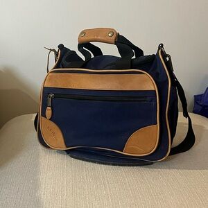 Vintage L.L. Bean Navy and Tan mini duffel bag!